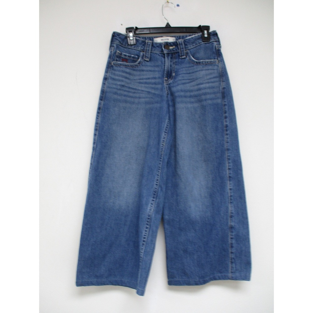 Hollister Wide Leg Jeans Womens 24 Blue Low Rise Super Baggy